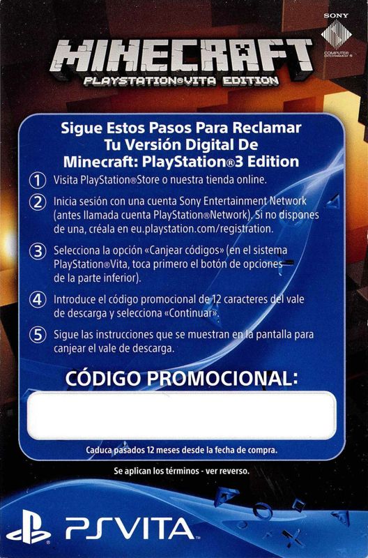 Minecraft: PlayStation Vita Edition box art for Playstation Vita